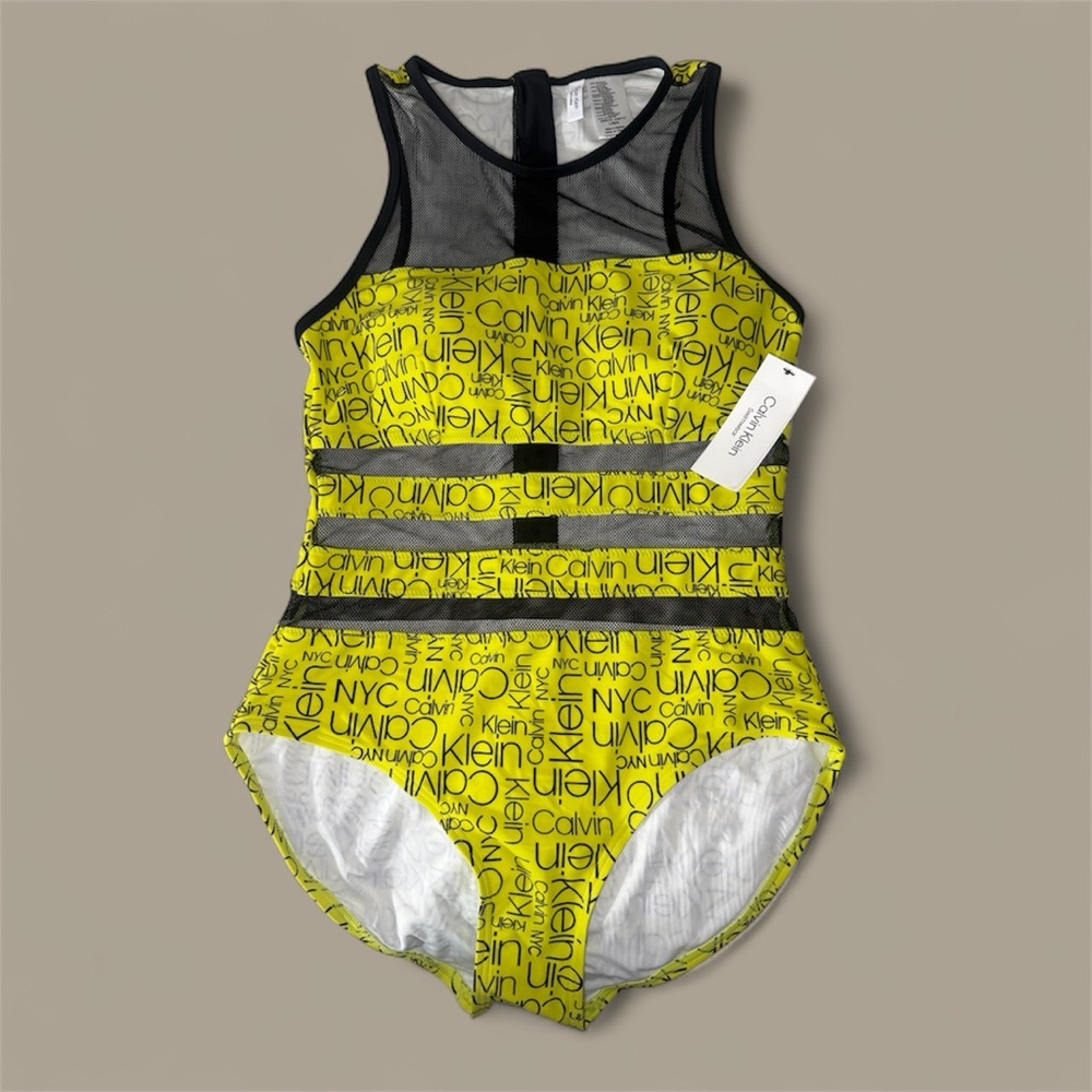 Calvin Klein Black and Yellow Mesh swimsuit